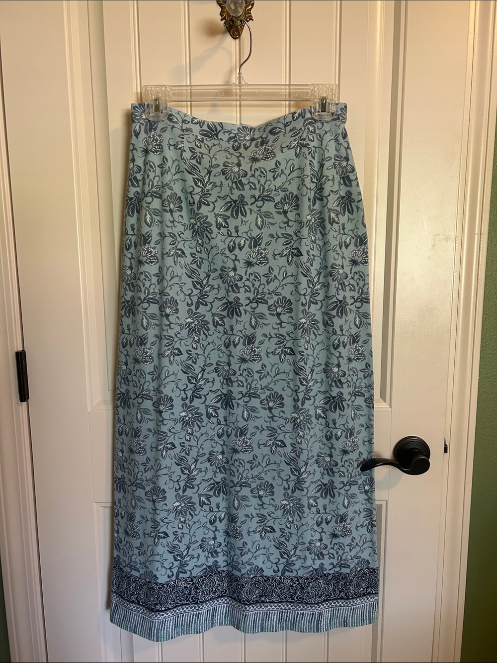 Coldwater Creek Light Blue Floral Maxi Skirt